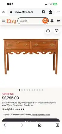 Vintage Wood Console Entry Table with Lockable Drawers