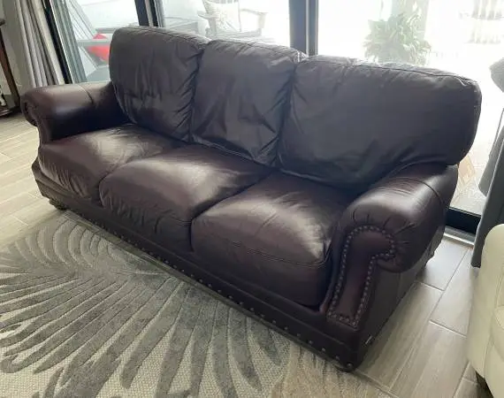 Natuzzi Leather Burgundy Oxblood Sofas (2 Identical), Excellent Cond