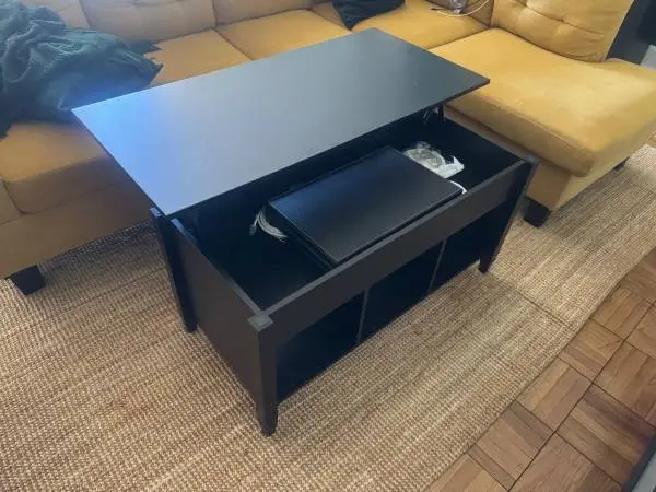 41” black wooden lift-top coffee table desk