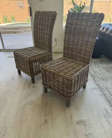 Woven rattan chairs / dining chairs or patio chair set of 2 chairs