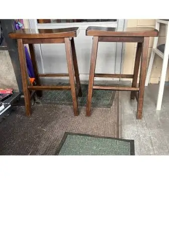 pair Sonoma saddle-seat barstools dark walnut finish