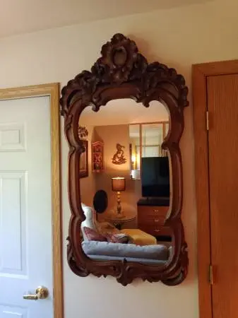 Victorian Hand Carved Walnut Mirror