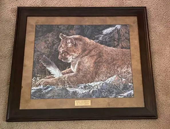 Judy Larson “Paws And Reflect” Signed/Numbered Framed Print