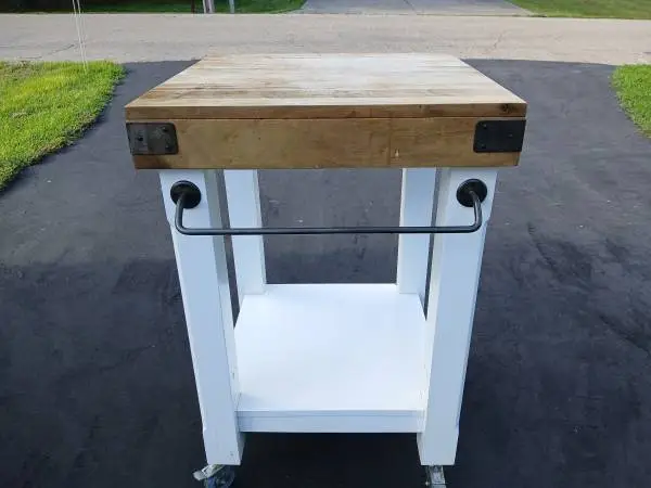 Butcher Block Small Kitchen Island on Wheels
