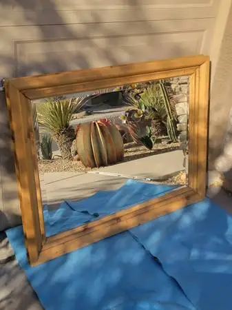 Rustic pine beveled mirror