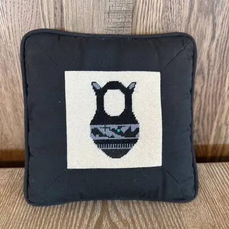 Small Balck Needle Point Pillow- 9X2X9