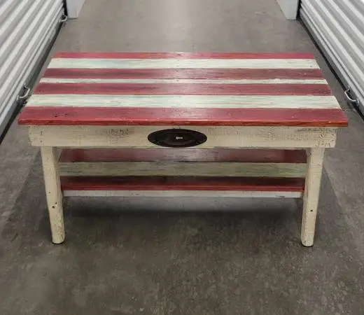 Red rustic coffee table