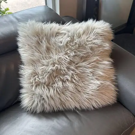 Laura Hill Gray Faux Fur Pillow- 20X20H