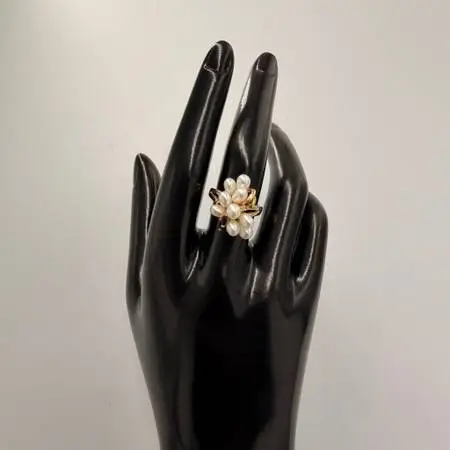 14k Gold Multi Pearl Grape Cluster Ring Size 6.5