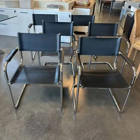 Mart Stam Leather Arm Chairs - Set of 6 - 22.5X18X32