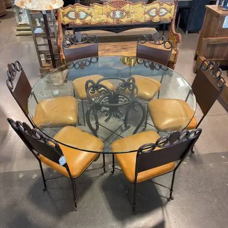 Iron Round Glass 7 Pc Dining Set 60X30