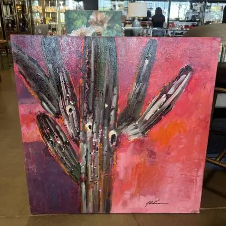 Original Pink/Purple Saguaro Art - 36X36