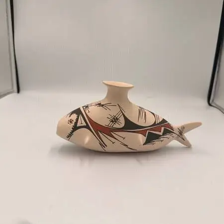Mata Ortiz Fish Effigy Pot - 9X4X5H