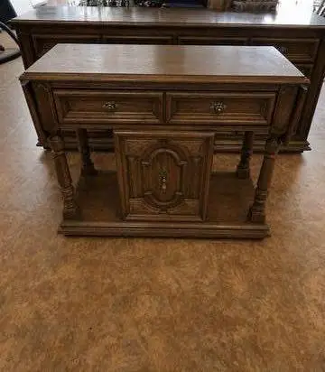 Vintage Thomasville Solid Oak Buffet & Flip-Top Server Set | Matching 2-Piece Se