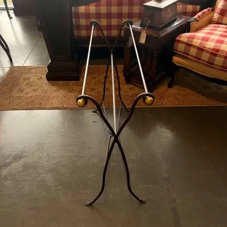 Metal Blanket Rack W/ Brass End Caps- 35X11X30H- AS IS