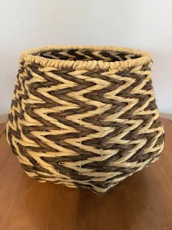 Chevron Woven Seagrass Basket- 15X11.5H