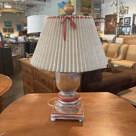 Vintage Painted Wood Balustrade Lamp-30H