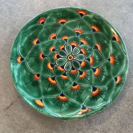 Green Peacock Talavera Plate - 12x.5