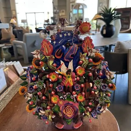 Tree Of Life Terra Cotta Sculpture-12X4X14- AS IS