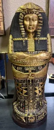 Wooden Egyptian sarcophagus cabinet