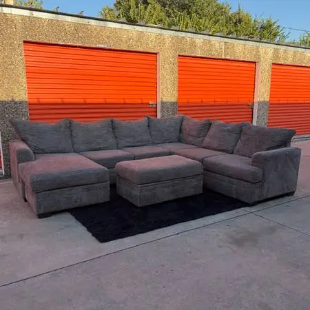 Charcoal Gray U-Shaped Sectional Couch - FREE DELIVERY!