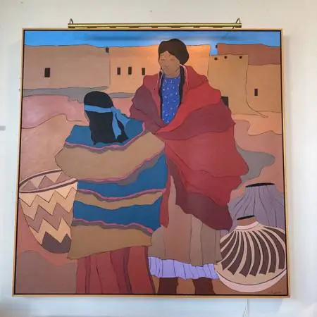 Original Native American Women W/ Basket Art - 65X65.5H