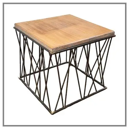 Driftwood + Patinated Bronze End/side Table