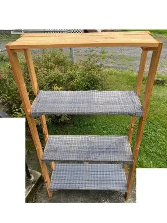 handmade Wood  freestanding 4-tier shelving unit 5 1/2 feet