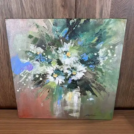 Original 3 Daisy In White Vase - 20X20