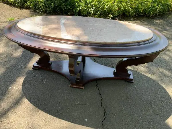 Antique Oval Marble Top Coffee Table