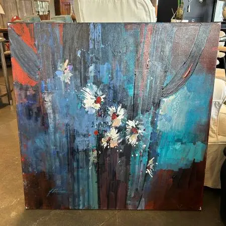 Original Saguaro W/ White Flowers Art - 36X36