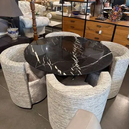 Mitchell Gold Modern Round Marble Dining Table- 48X30H