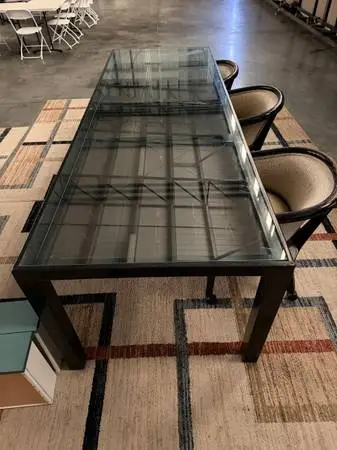 Vintage Japanese door glass top table over 100 years old