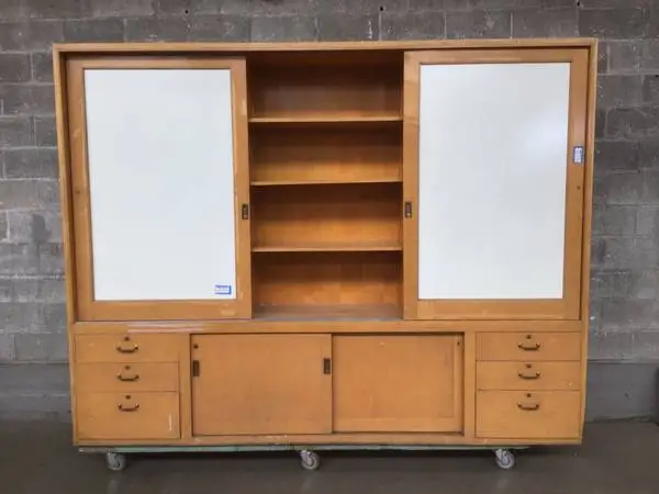 Large School Cabinet with Sliding Doors