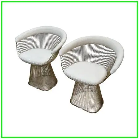 New Eternity Modern Platner Style Arm Chairs, Pair