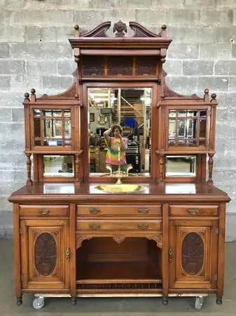 Antique Walnut Bar Back