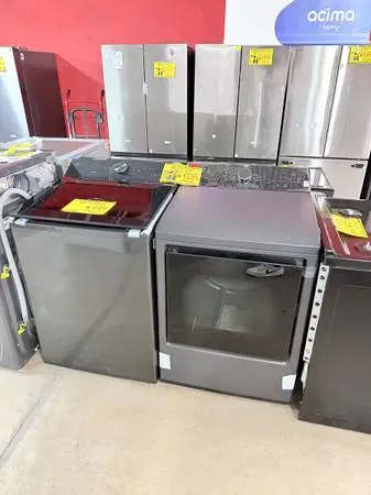BLACK LG TOP LOAD WASHER & GAS DRYER!