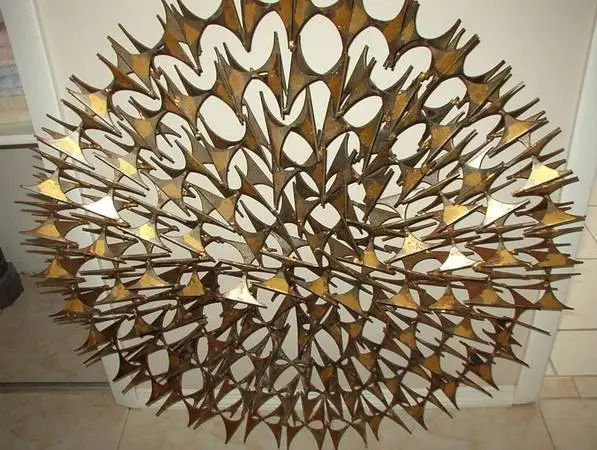 Vintage Marc Creates Mark Weinstein Brutilist Metal Starburst Wall.