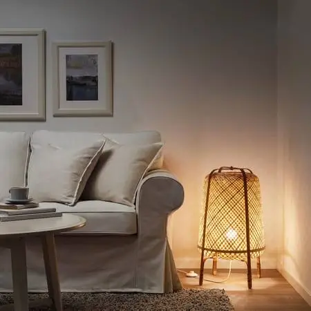 Knixhult IKEA Bamboo Floor Lamp AND Matching Table Lamp