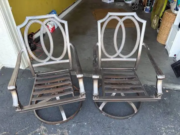 Two Outdoor Chairs Light Metal