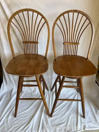 Windsor-style high-back bar stools / counter chairs.