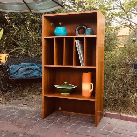 Vintage Danish Modern MCM teak adj Shelving Unit/LP Records Cabinet