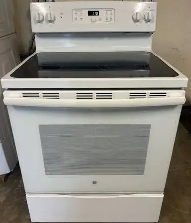 White GE Electric Stove Glass Top 30 Width