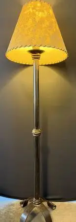 Wrought Iron Floor Lamp W/ Linen Shade- 15X57H