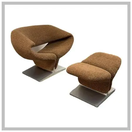 Pierre Paulin For Artifort Ribbon Chair + Ottoman, Set