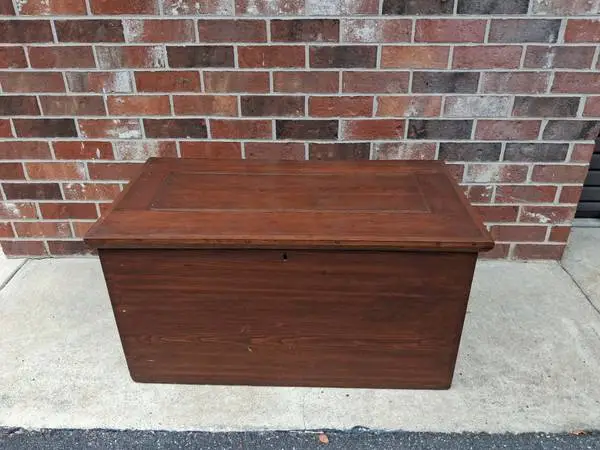 Antique Hand Dovetailed Blanket Chest 19th Century Original Iron Ball