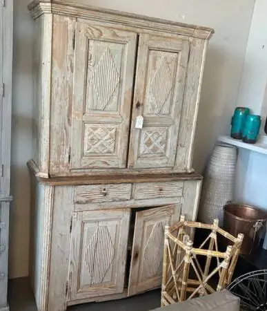 Antique Swedish Gustavian 18th C. Carved Armoire- 50X23X82