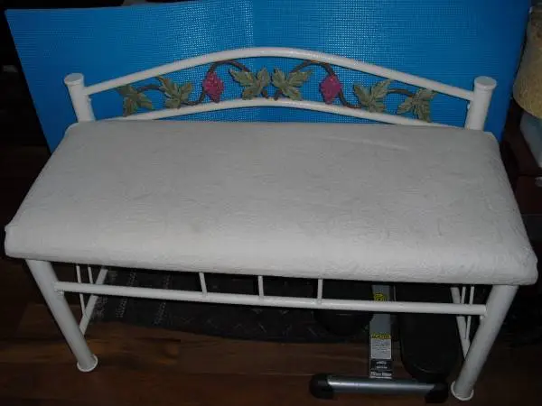 Upholstered indoor metal bench