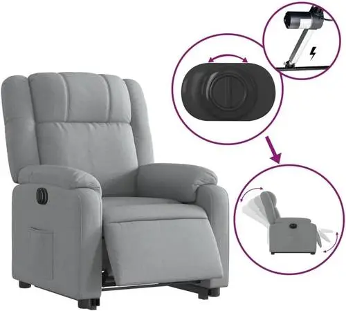 vidaXL Electric Power Lift Recliner Chair in Light Gray  #25402