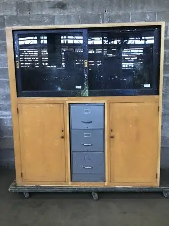 Large School Cabinet with Sliding Glass Doors